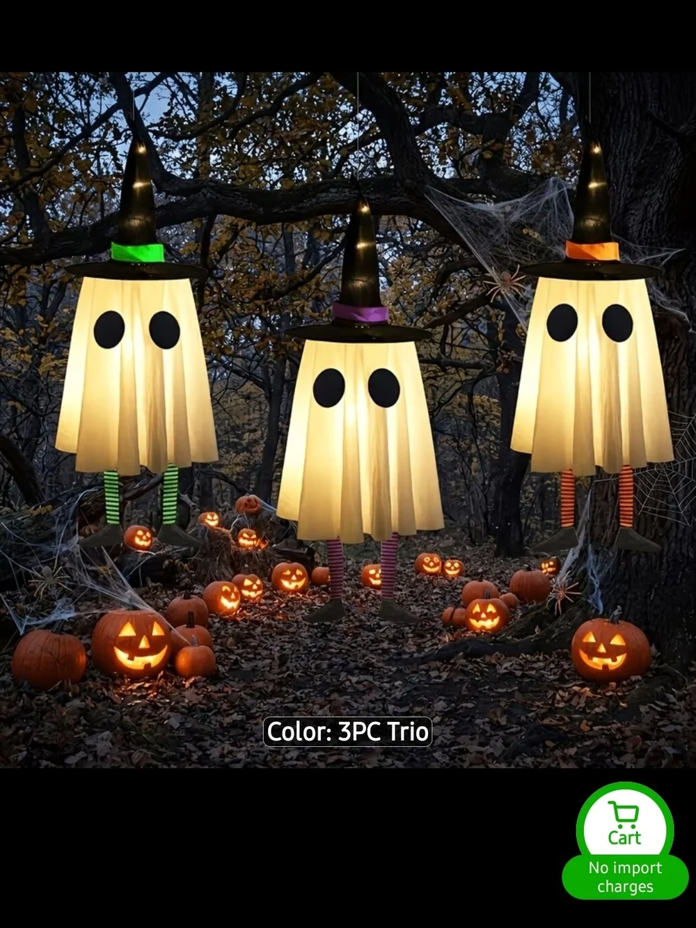 Hanging Witch Ghost Light Decoration - White